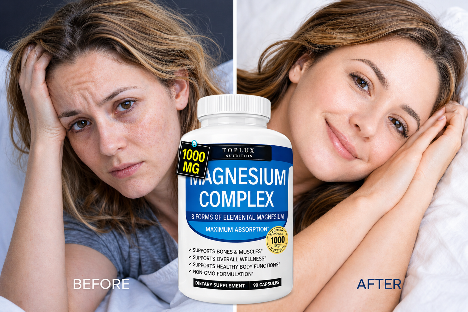 Magnesium Complex Formula – Multiple Forms (Glycinate, Citrate, Malate) 1000mg Capsules